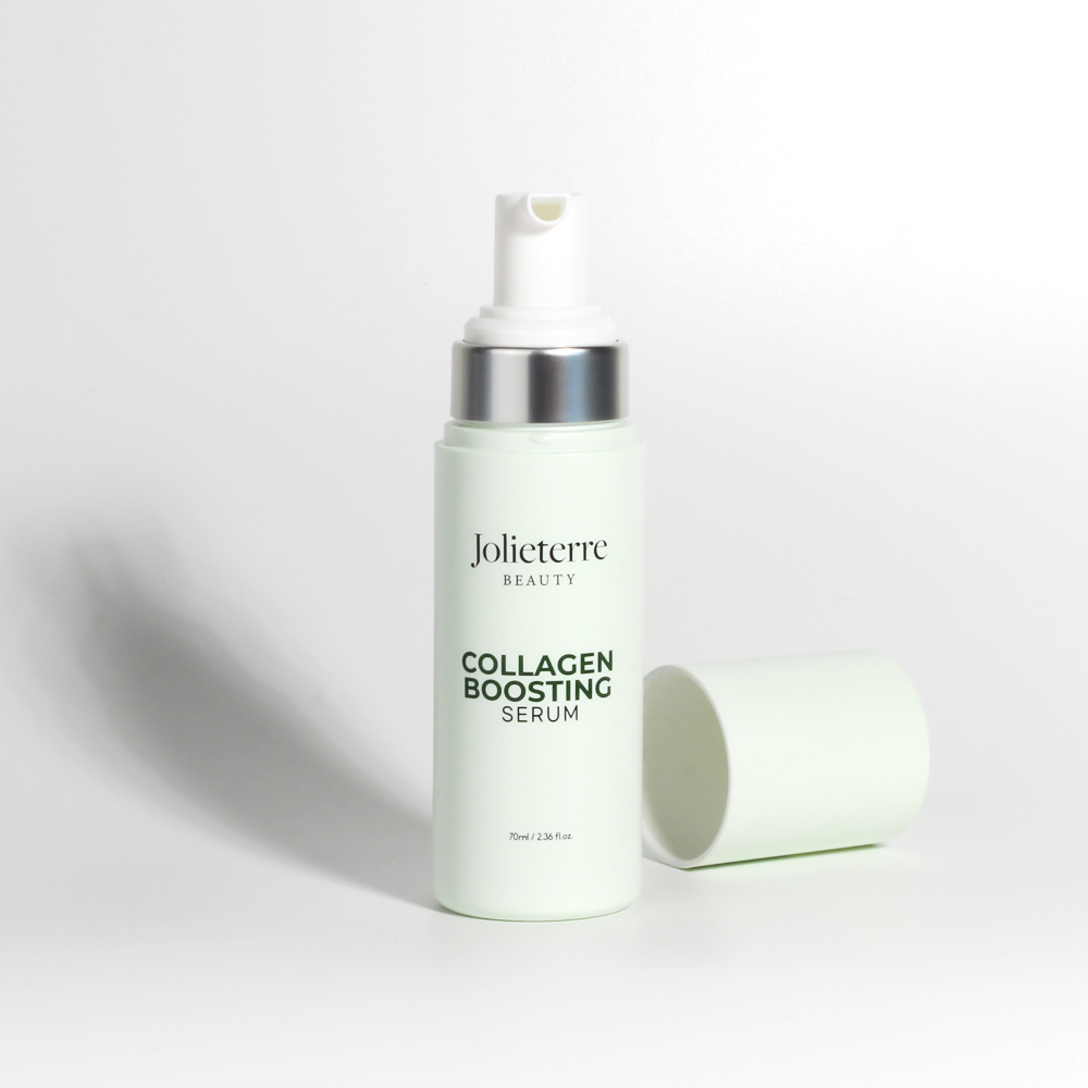Joliette Collagen Boosting Serum bottle on a light gray background